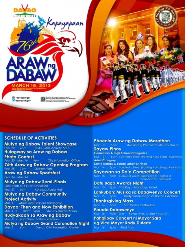76th Araw ng Dabaw Schedule