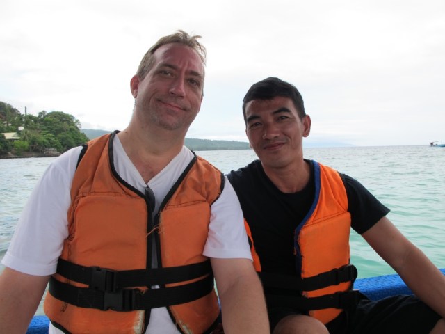 John and my cousin, Samson. On board the glass bottom boat. 